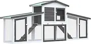 Rabbit Hutch Chicken Coop Guinea Pig Cage Pet House for Small Animals 204x35x85cm