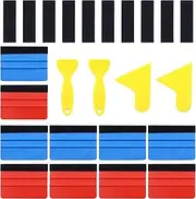 Glarks 25Pcs Car Vinyl Wrap Window Tint Film Tool Kit, 4 Inch Felt Edge Squeegee Applicator Tool and Spare Fabric Felt with Plastic Scraper for Car Wrapping, Wallpaper, Wall Decal Installation