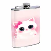 Fluffy Kitty Em1 Flask 8oz Stainless Steel Hip Drinking Whiskey