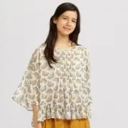 UNIQLO x Anna Sui Natural Floral Chiffon Blouse Medium