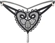 [CAMEMO] Transparent Women Panties Sweet Underwear Open Crotch Thongs Embroidery Sexy Lingerie Erotic Beaded Thong Lingerie for Women