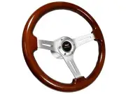 1953-57 Chevrolet 210 6-Bolt Brushed Mahogany Wood Steering Wheel Kit, Two Ten (for: Chevrolet)