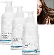 Keratin Boost Leave-In Conditioner & Revitalizing Cream, Professional Strength Smoothing Treatment for Dry, Damaged Hair with Collagen & Amino Acids, Frizzy Control & Straightening (3PCS)