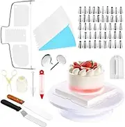 zolyet 73Pcs Cake Decorating Tool Kit Baking Fonda Supplies Turntable Piping Bag Tip Spatula DIY Cake Cupcake Decorating Icing Tool Set