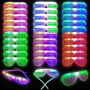 30 Pcs LED Glasses, 6 Colors Glow In The Dark Light Up Glasses Party Favors for Kids and Adults, Glow Neon Party Supplies Light Up Party for Mardi Gras Christmas Birthday Wedding