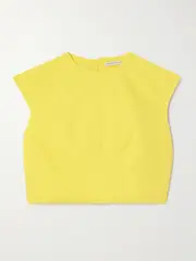 [Emilia Wickstead] Emilia Wickstead - Veronique Cropped Cloqué Top - Yellow - UK 18 UK 18 Yellow