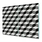 Glass Induction Ceramic Hob Cover Cube 3D Modern Black and white 2x30x52