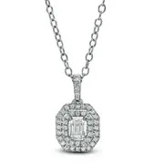 0.25 CT. T.W. Certified Emerald-Cut Natural Diamond Double Frame Pendant in 14K White Gold (I/SI2)