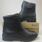 Clarks Women Calla Zip Ankle Boot Black Leather Lightweight Pull On Shoe Sz 9.5M
