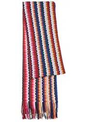 Missoni Zigzag-intarsia Wool-blend Scarf - Navy ONE SIZE