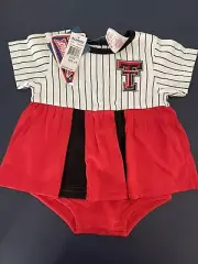 Texas Tech College Outfit Girls Sz 6-9 mos Dress One-piece Riders NWT