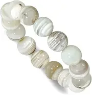[JewelryWeb] Grey Agate 12.00mm Beaded Stretch Bracelet-Stretch-Bracelet for Women