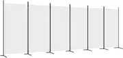 vidaXL 6-Panel Room Divider, Breathable Fabric Partition, White, 520x180 cm, Ideal for Living Room, Bedroom Privacy Screen