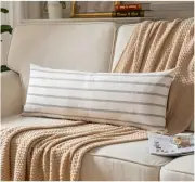 Boho Lumbar Throw Pillow Cover 14X36 Long Soft 14" x 36" (Pack of 1) Grey