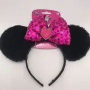 Disney Store Minnie Mouse Deluxe Pink Plush Sequin Bow Costume Headband EARS