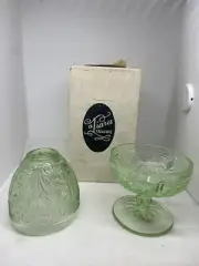 Tiara chantilly green glass fairy lamp candle tea light new in box #T105