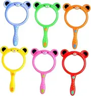 GOOHOCHY 6pcs Cartoon Handheld Magnifying Glass Magnification for Science and Detailed Observation Teaching Resource