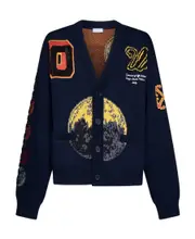 Off-White Moon Phase V-Neck Long-Sleeved Cardigan Black