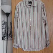 Marc Ecko Long Sleeve Multicolor Stripe Button down Shirt NWT size L