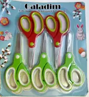 Left handed Kids Scissors 5 Pack , blunt tip 5.2" Ages 4+ Safety edge Blade