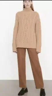 Vince Women's Wool Cashmere Cable Knit Turtle Neck Pullover Sweater Size XS $595