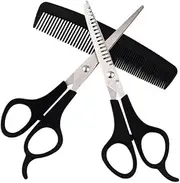 MERRYHAPY 2 Sets Professional Hair Cutting Scissors Comb Barber Tools for Salon and Home Use Durable Design Easy to Handle for Thinning and Grooming Hair