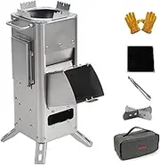 DONGXIAO Wood-burning Heater,Collapsible Wood-burning Stove,Rocket Stove Made of 304 Stainless Steel with Stand for Outdoor Water Heating, Warmth and Heating