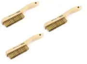 Forney 70519 Wire Scratch Brush, Brass with Wood Shoe Handle, 10-1/4-Inch-by-.01