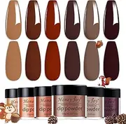 Honey Joy 6 BOX/SET Dark Brown Dip for Nails Powder Kit Chocolate Glaze Fine Dipping Powder Colors No Need Lamp Cure,Like Gel Polish Effect,Even & Smooth Finishing (DP-C-6pcs-10g/box) …