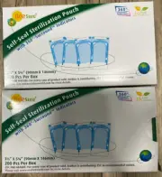 Sterilization Pouches 3.5" x 5.75" BeeSure 200/box (Lot 2 boxes)