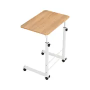Portable Side Table Desk With Wheels (Light Wood)