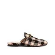 Gucci Princetown Tweed Check Plaid Horsebit Flat Mule Slide Sandals Shoes $790