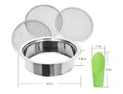 Soil Sieve Sifter Set Stainless Steel,Garden Sieve Set with 3 Interchangeable...