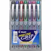 Pilot Precise Grip Liquid Ink Rolling Ball Pens 7 Pack Assorted Colors