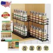 Expandable Pull-Out Spice Rack Shelf Unit - 2 Drawers for Organized Cabinets