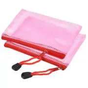 6 Pcs Mesh Zipper Bags, A6 File Document Pockets Bill Pouch Folders, Pink