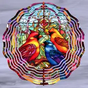 Wind Spinner 10" Cardinal Cardinals Three Birds New Double Sided WindSpinner