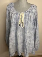 One Teaspoon White Wolf Top Sailor Blue Boho Long Sleeve Size S NWT
