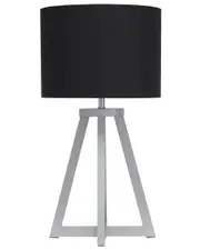 Lalia Home Interlocked Triangular Gray Wood Table Lamp With Black Fabric Shade
