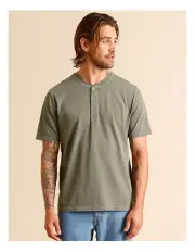[Maddox] Essential Harley Short Sleeve Henley Tee in Khaki