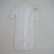 Witchery Womens Shift Dress 4(AU) or 3XS White Lace Short Sleeve Mini RRP$149