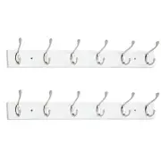 Wall Mounted Coat Rack 24 Inches with 6 Hooks - 2 Pack, Wall Coat Hooks Wall