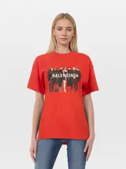 Red Graphic Print Oversized T-Shirt