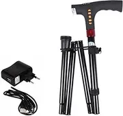 SMIC Smart Walking Stick with LED Lights, Foldable Cane with Automatic Alarm System FM Radio Adjustable Rechargeable Walking Stick for Seniors Men Women (Black)