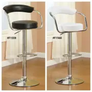 NEW Black/White Chrome Finish Arm Rest & Leg Adjustable Bar Stool 1F1559 1F1560