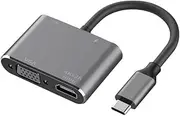 USB C to HDMI VGA Adapter, HUB USB-C Adapter HDMI 4k VGA USB 3.0 Power Delivery PD Charging Port USB 3.0 Port