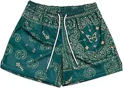 [UNRDSSR] Men's Basketball Shorts Paisley Print Mesh Breathable Running Athletic Shorts Quick-Dry Workout Gym