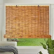 Bamboo Roll Up Blinds with Lift for Outdoor/Indoor ; Roman Blind for Patio; Vintage Decoration Straw Curtain; Porch Blackout Roller Blinds; Privacy Partition decoration and shading(W70xH160cm/28x63in)