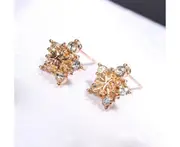 Stunning Gold Crystal Christmas Snowflake Stud Earrings Xmas Women’s Gift