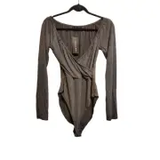 ASOS I Saw It First SIZE 18 Plus size long sleeve bardot bodysuit in gray